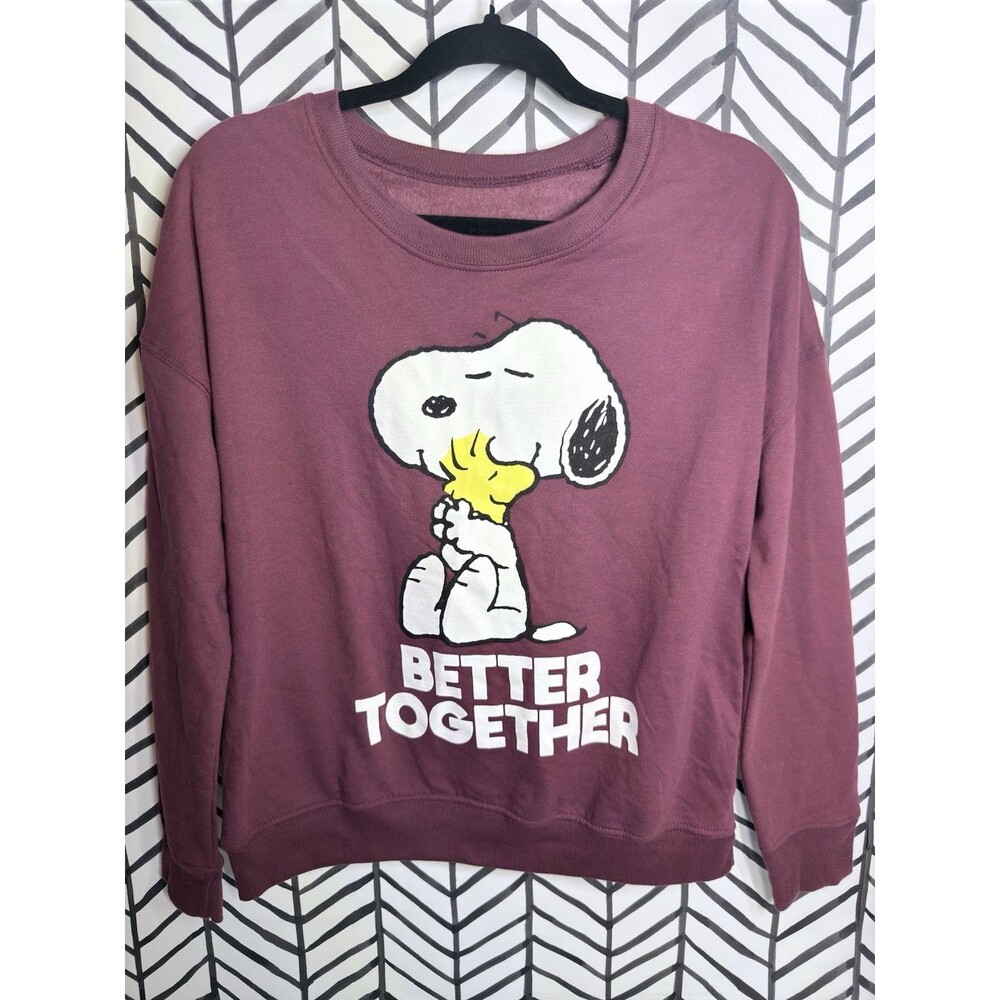 Peanuts Maroon Snoopy Better Together Pullover Sweatshirt Women's S 7022